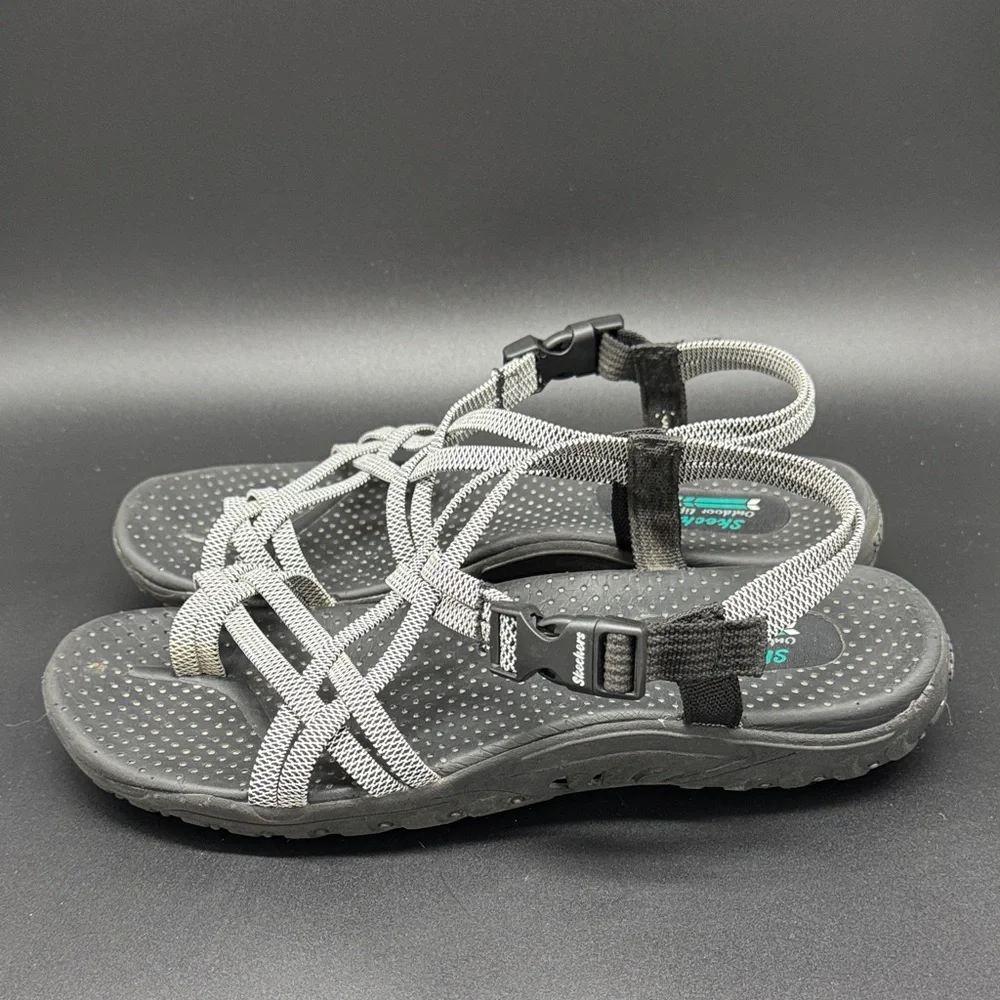 Skechers Women's Black and Gray Strappy Sandals Sz 9 - Picture 5 of 7